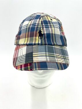 Polo Ralph Lauren Madras Plaid Baseball Cap Hat Patchwork One Size